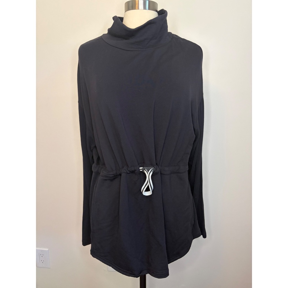 FootJoy Womens XL Black Modal Blend Drawstring Waist Golf Pullover Mock Neck Top
